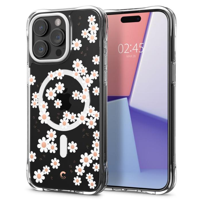 Bild 1, Spigen Cyrill iPhone 15 Pro Skal MagSafe Cecile White Daisy