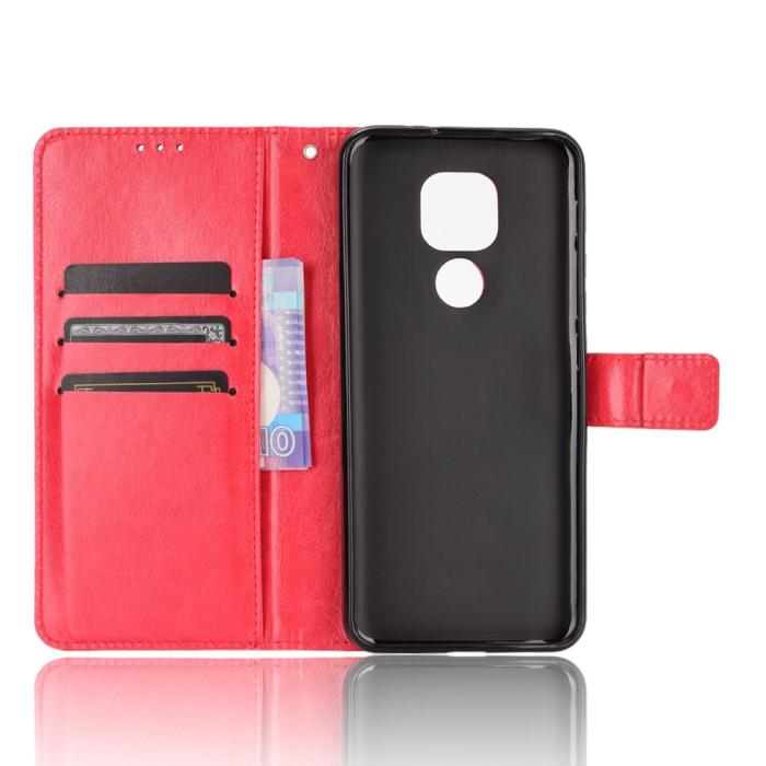 Bild 3, Motorola Moto G9 Play / E7 Plus - Crazy Horse Fodral - Röd