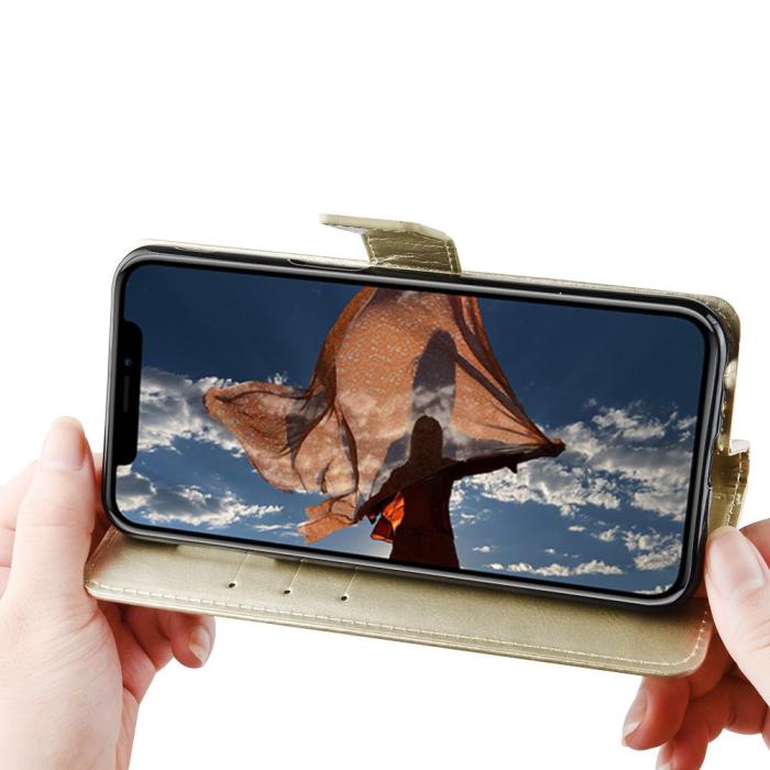Bild 2, Motorola Moto G9 Play / E7 Plus - Crazy Horse Fodral - Guld