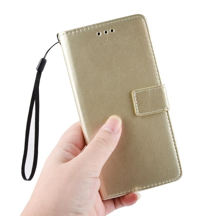 Bild 3, Motorola Moto G9 Play / E7 Plus - Crazy Horse Fodral - Guld