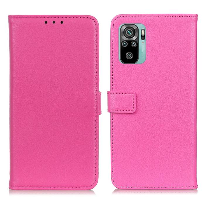Bild 1, Xiaomi Redmi Note 10S - Litchi Läder Fodral - Rosa