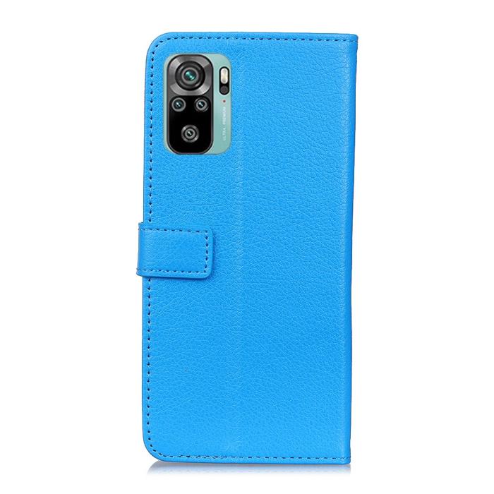 Bild 3, Xiaomi Redmi Note 10S - Litchi Läder Fodral - Blå