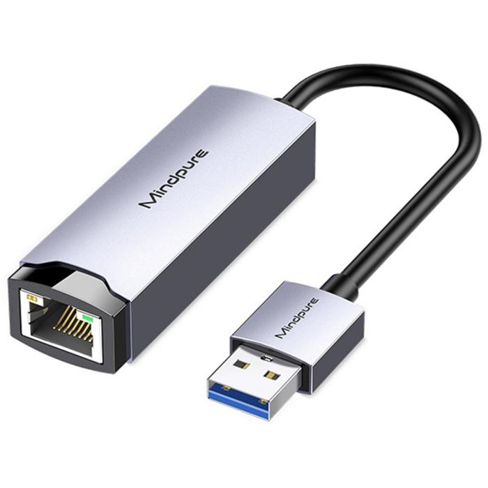 Bild 1, MINDPURE USB-A 3.0 - RJ45 Nätverksadapter Grå