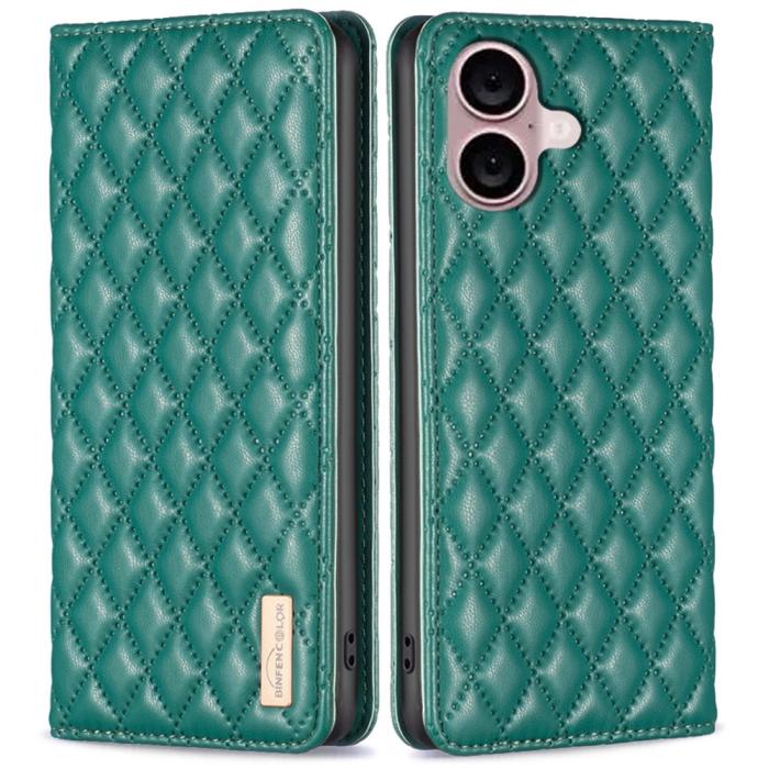 Bild 1, iPhone 16 Plus Fodral Diamond Flip Läder Grön