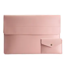 Laptop Sleeve 2-Set PU-Läder Väska 14" Rosa