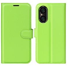 Sony Xperia 5 V Fodral Litchi Textur Grön
