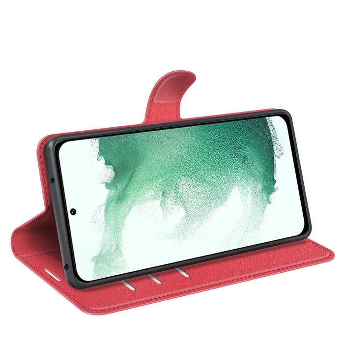 Bild 4, Samsung Galaxy S23 Plus Fodral Litchi Läder Röd