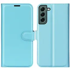 Samsung Galaxy S23 Plus Fodral Litchi Läder Ljus Blå