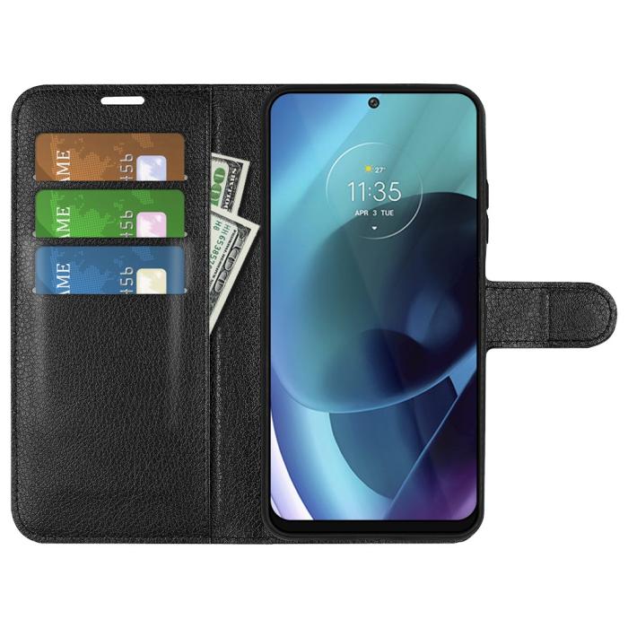 Bild 5, Motorola Moto G71 Fodral Litchi Textur Svart