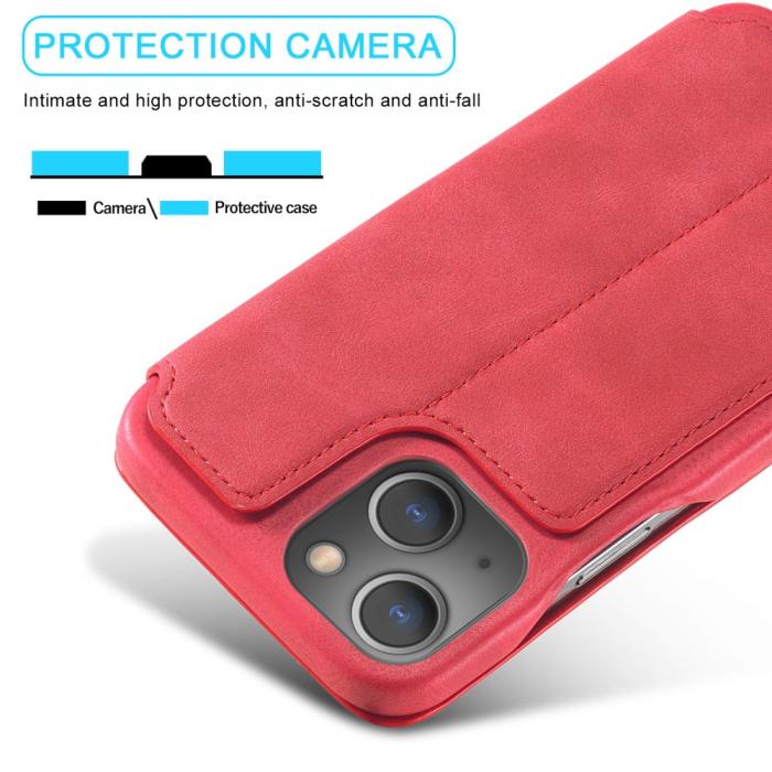 Bild 6, LC.IMEEKE iPhone 15 Plus Fodral Slim Flip Röd