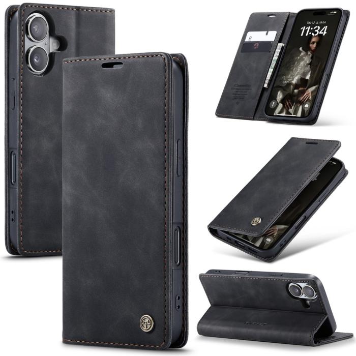 Bild 1, CASEME iPhone 16 Fodral Flip Läder Svart