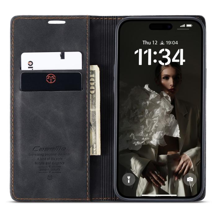 Bild 2, CASEME iPhone 16 Fodral Flip Läder Svart