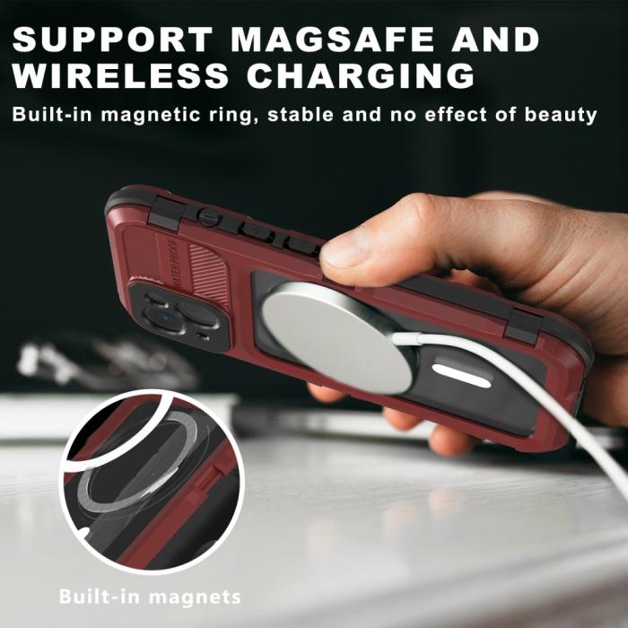 Bild 2, ShellBox iPhone 14 MagSafe IP68 Aluminium Vattentät Skal Röd