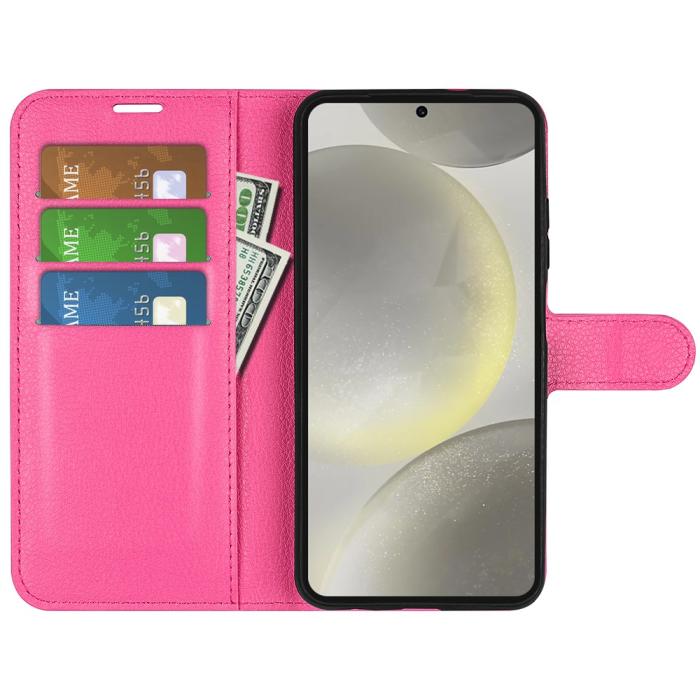 Bild 2, Samsung Galaxy S24 FE Fodral Litchi Läder Textur Rosa