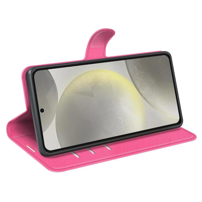 Bild 3, Samsung Galaxy S24 FE Fodral Litchi Läder Textur Rosa