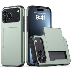 iPhone 17 Pro Max Skal Hybrid Med Kortfack Gr&ouml;n