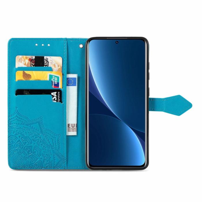 Bild 2, Xiaomi 12T / 12T Pro Fodral Mandala Läder Blå