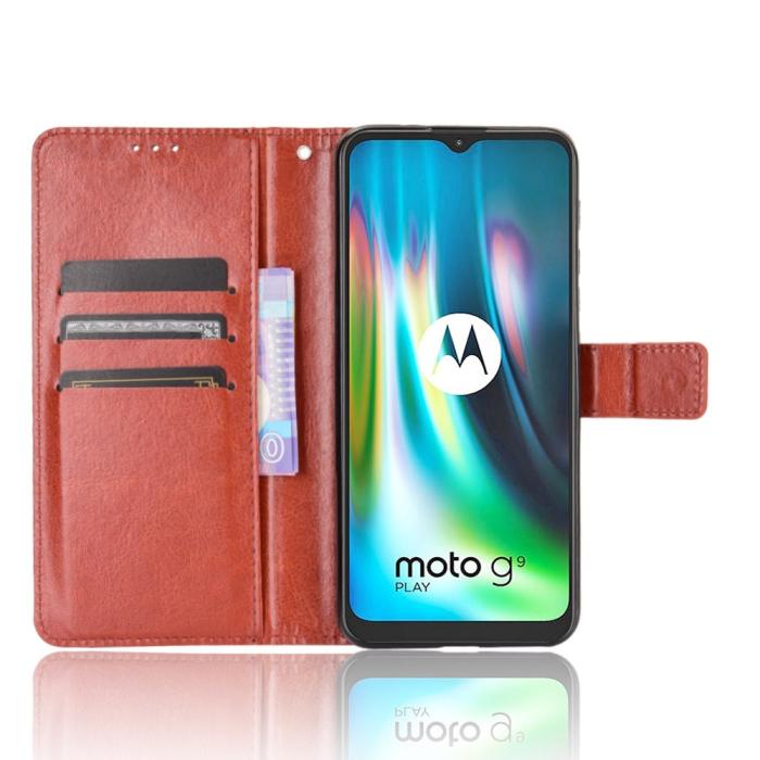 Bild 4, Motorola Moto G9 Play / E7 Plus - Crazy Horse Fodral - Brun