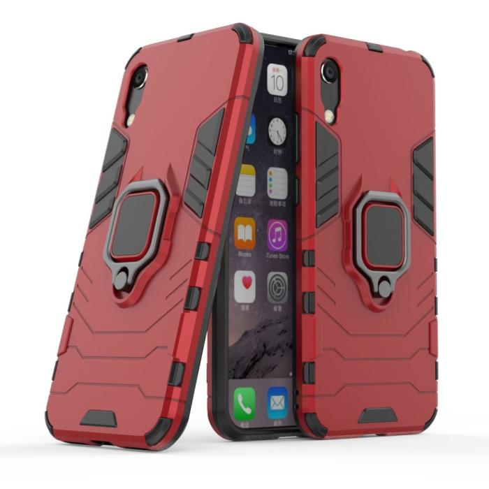 Bild 1, Huawei Y6 (2019) - Armour Ring Skal Funkar med magnethållare - Röd