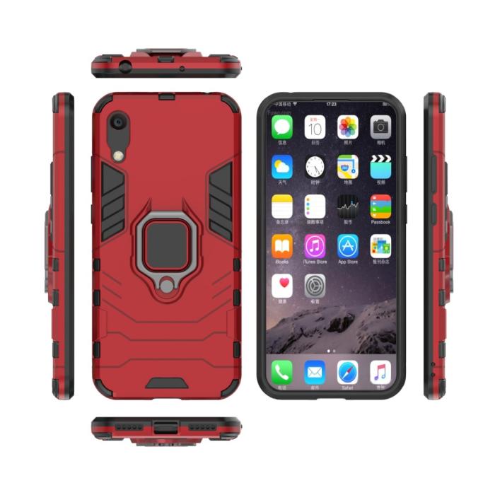 Bild 5, Huawei Y6 (2019) - Armour Ring Skal Funkar med magnethållare - Röd
