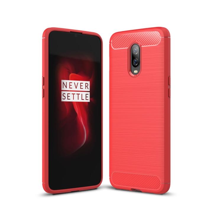 Bild 1, OnePlus 6T - Brushed TPU Skal - Röd