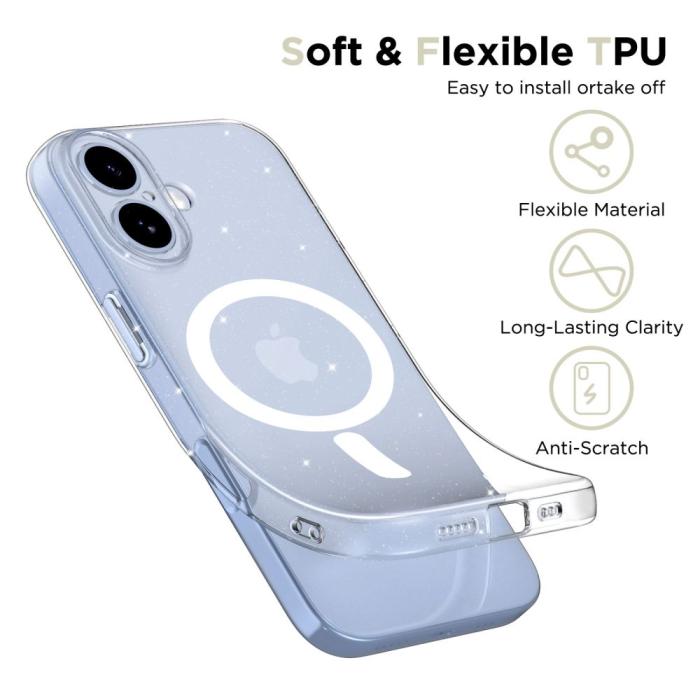Bild 3, Tech-Protect iPhone 17 Skal MagSafe FlexAir Glitter