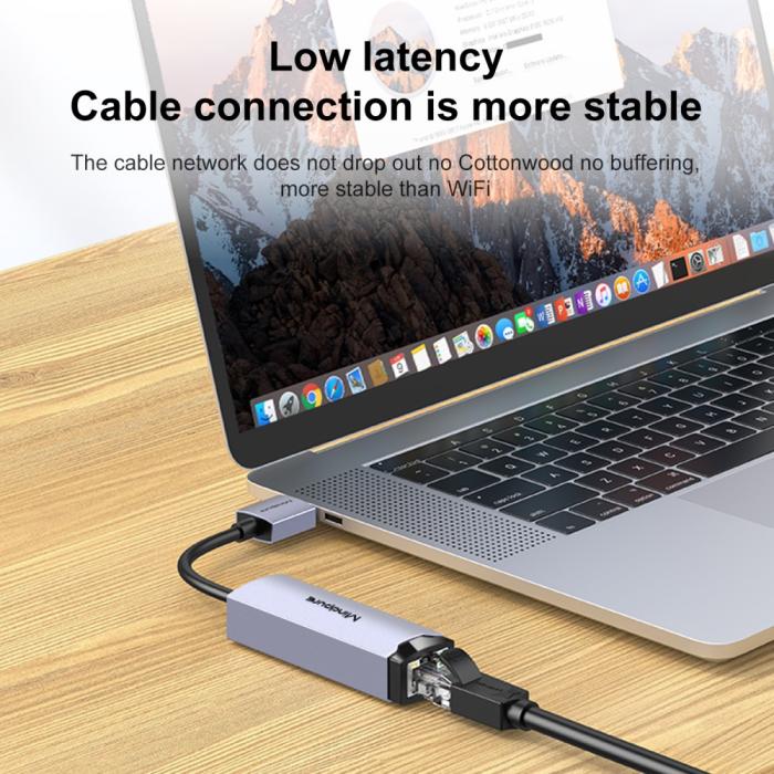 Bild 5, MINDPURE USB-A 3.0 - RJ45 Nätverksadapter Grå