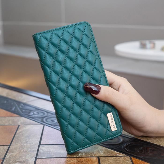 Bild 5, iPhone 16 Plus Fodral Diamond Flip Läder Grön