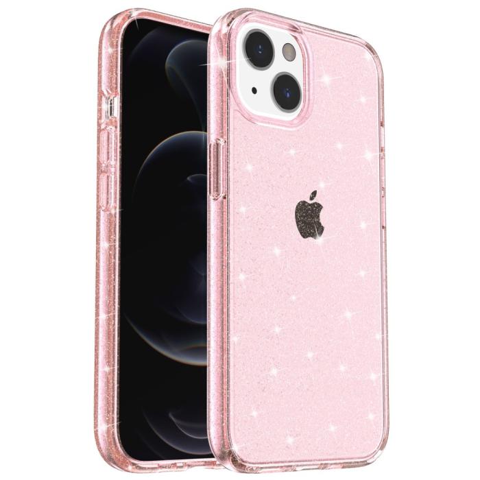 Bild 1, iPhone 15 Skal Hybrid Glitter Rosa