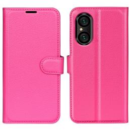 Sony Xperia 5 V Fodral Litchi Textur Rosa