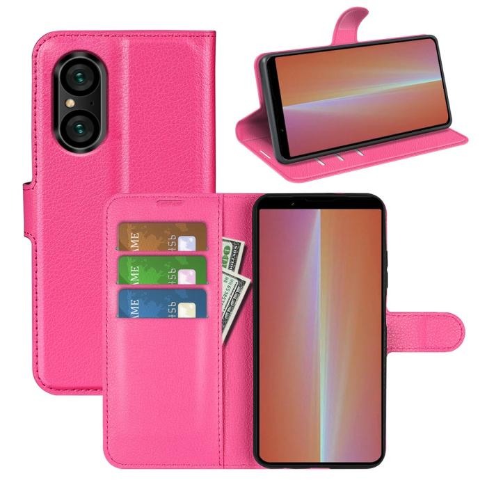 Bild 5, Sony Xperia 5 V Fodral Litchi Textur Rosa