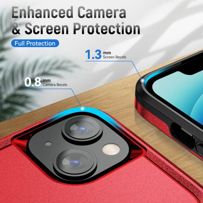 Bild 2, iPhone 15 Skal Hybrid Tough Armor Röd