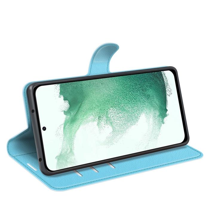 Bild 3, Samsung Galaxy S23 Plus Fodral Litchi Läder Ljus Blå