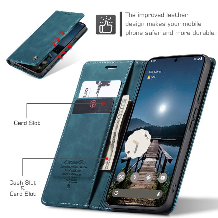 Bild 3, CASEME Google Pixel 11 / 11 Pro Fodral RFID Läder Blå
