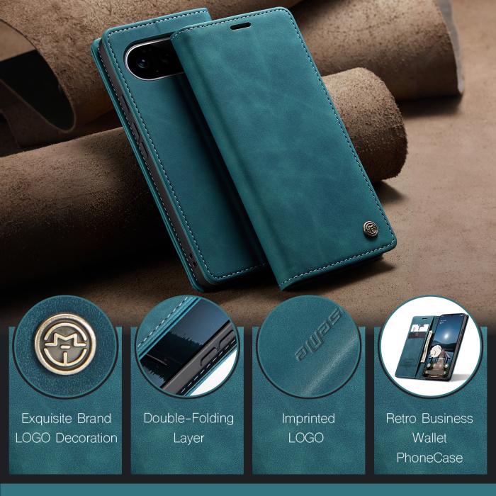 Bild 4, CASEME Google Pixel 11 / 11 Pro Fodral RFID Läder Blå