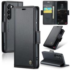 CASEME Samsung Galaxy S25 Fodral RFID L&auml;der Svart