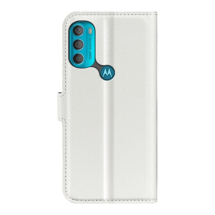 Bild 3, Motorola Moto G71 Fodral Litchi Textur Vit