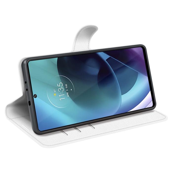 Bild 6, Motorola Moto G71 Fodral Litchi Textur Vit