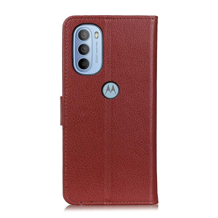 Bild 3, Motorola Moto G31 / G41 Fodral Litchi Läder Brun