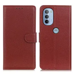 Motorola Moto G31 / G41 Fodral Litchi Läder Brun