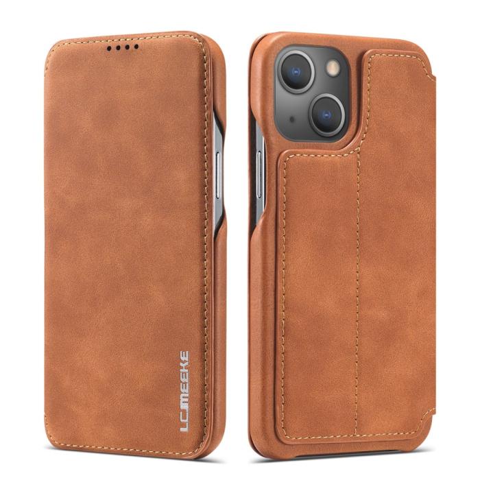 Bild 1, LC.IMEEKE iPhone 15 Plus Fodral Slim Flip Ljus Brun