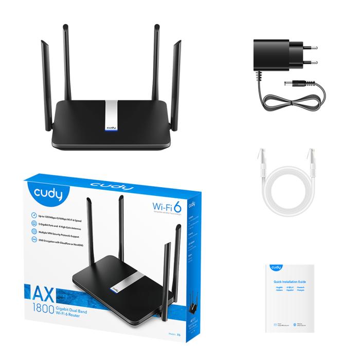Bild 5, Cudy Wi-Fi Router X6 AX1800 Gigabit Wi-Fi 6 Mesh Svart