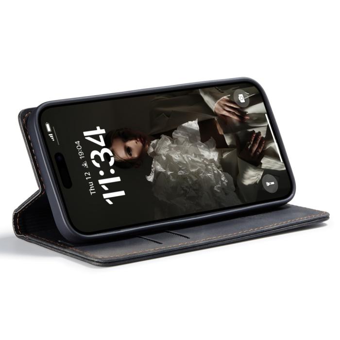 Bild 3, CASEME iPhone 16 Fodral Flip Läder Svart