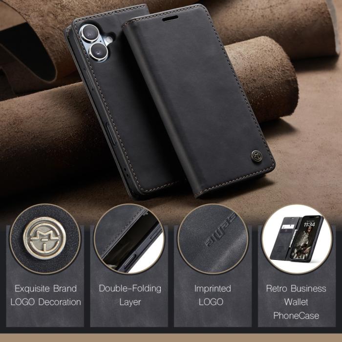 Bild 6, CASEME iPhone 16 Fodral Flip Läder Svart