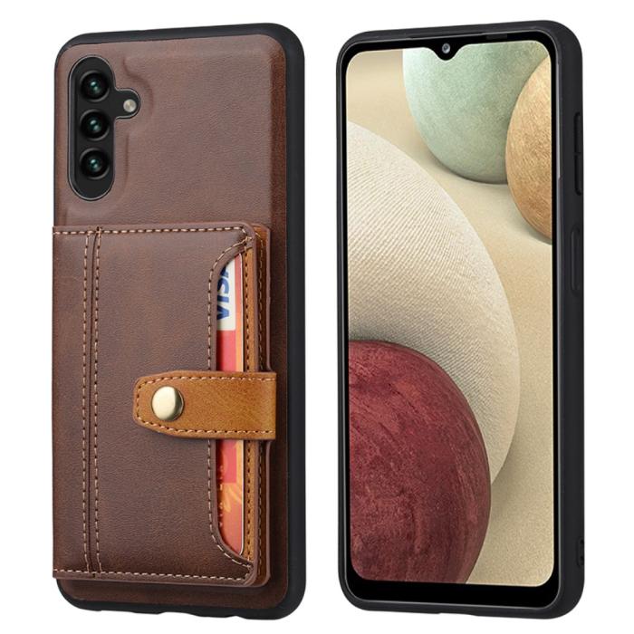 Bild 1, Samsung Galaxy A05s 4G Läder Skal Med Kortfack Brun