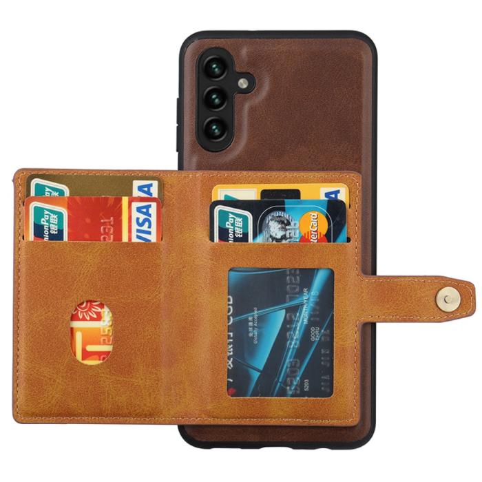 Bild 2, Samsung Galaxy A05s 4G Läder Skal Med Kortfack Brun