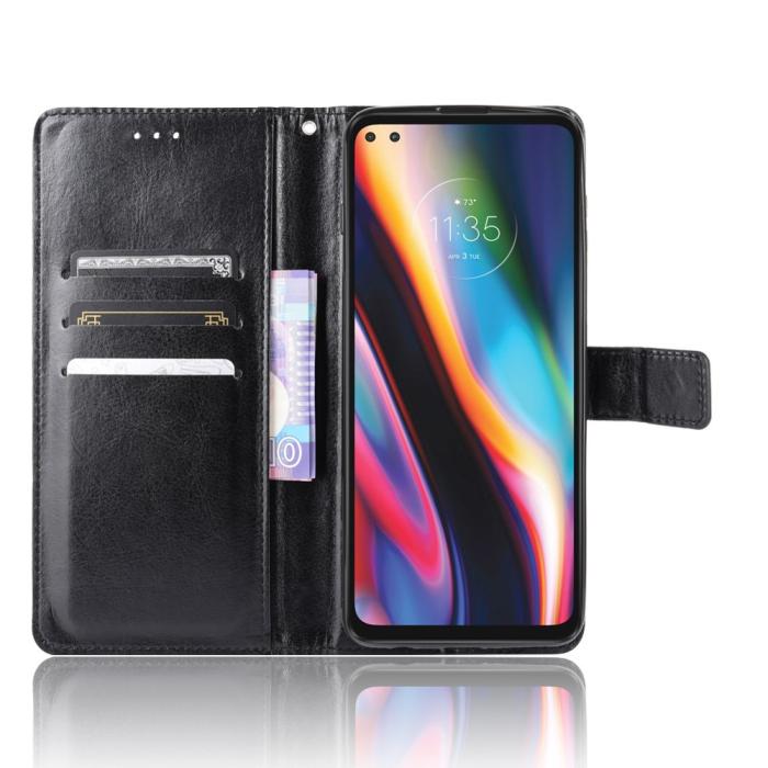 Bild 5, Motorola Moto G 5G Plus - Crazy Horse Fodral - Svart