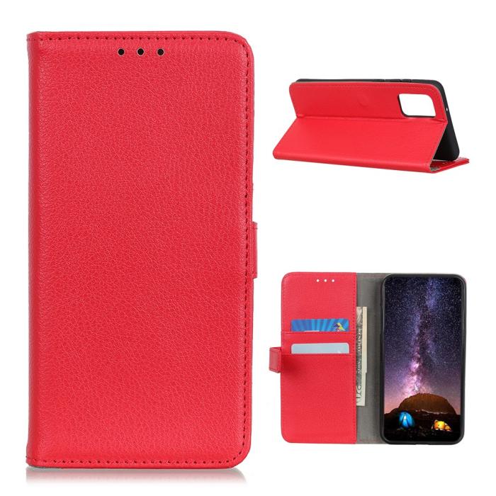 Bild 1, Xiaomi Mi 10T / 10T Pro - Litchi Läder Fodral - Röd
