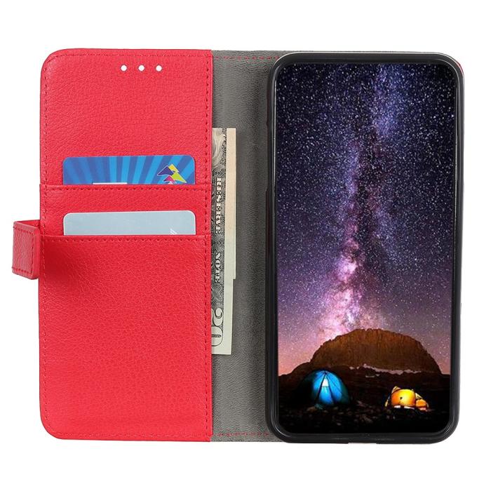 Bild 2, Xiaomi Mi 10T / 10T Pro - Litchi Läder Fodral - Röd