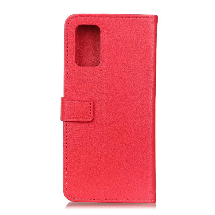 Bild 3, Xiaomi Mi 10T / 10T Pro - Litchi Läder Fodral - Röd